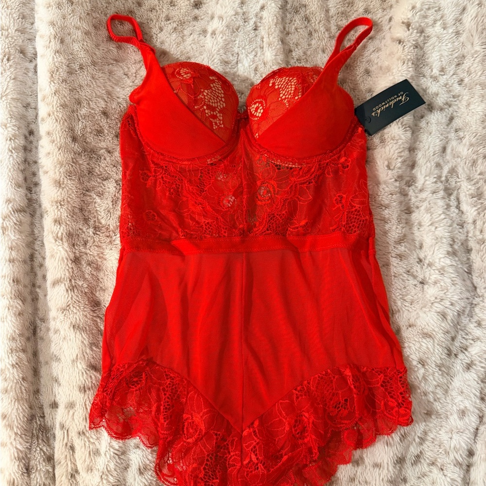 Elegant push up Red Lace Bodysuit